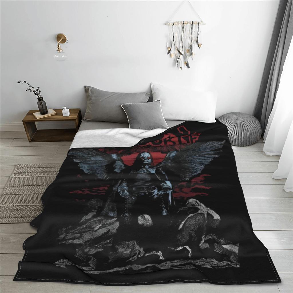 Ozzy Osbourne Angel Wings Blanket Black Sabbath Picnic Flannel Bedding Throws For Living Room Super Warm Bedspread Birthday Gift