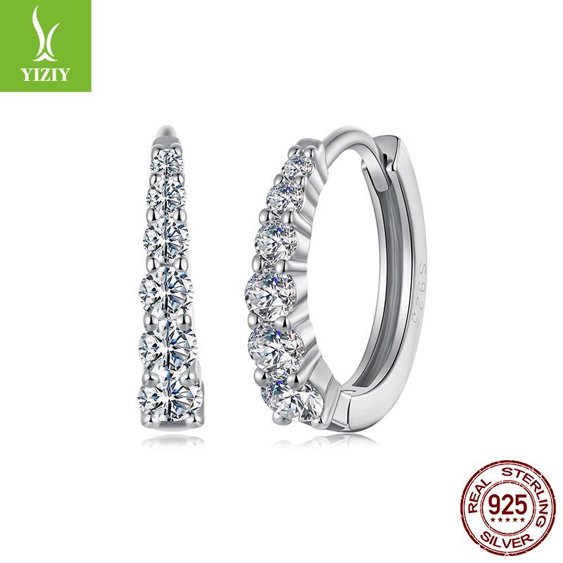 

Классические сверкающие серьги-кольца с муассанитами, простые и элегантные серьги из стерлингового серебра S925, серьги, подарок на день рождения. 925 Silver