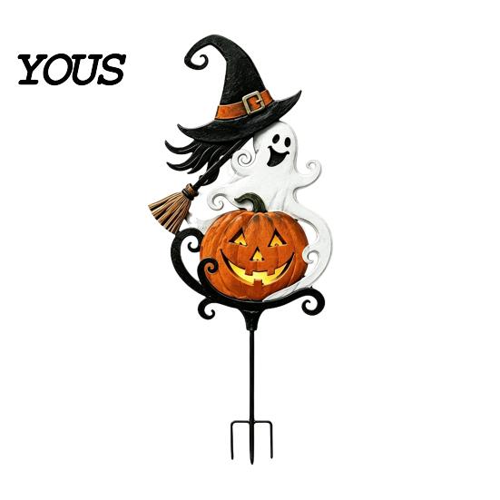 Metal Courtyard Ornaments Halloween Garden Stake, Witch Pumpkin Yard Rust-Proof Outdoor Holiday Decor Decoration for Lawn Patio Porch Pathway,