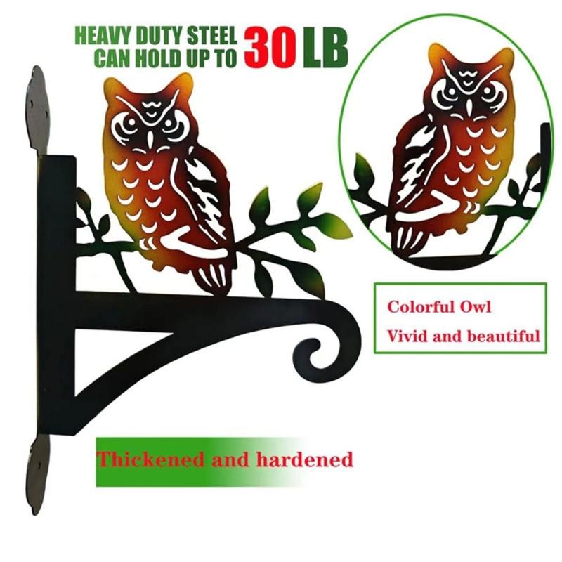 Decorative Iron Owl Themed Wall Mounted Hook Plant Hangers Bracket For Flower Pots Bird Feeder Wind Chime And Lanterns