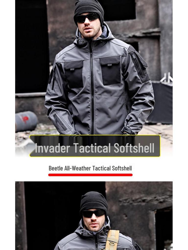 Beetle Invader Tactical Softshell Windbreaker: Waterproof Outdoor Autumn/Winter Jacket