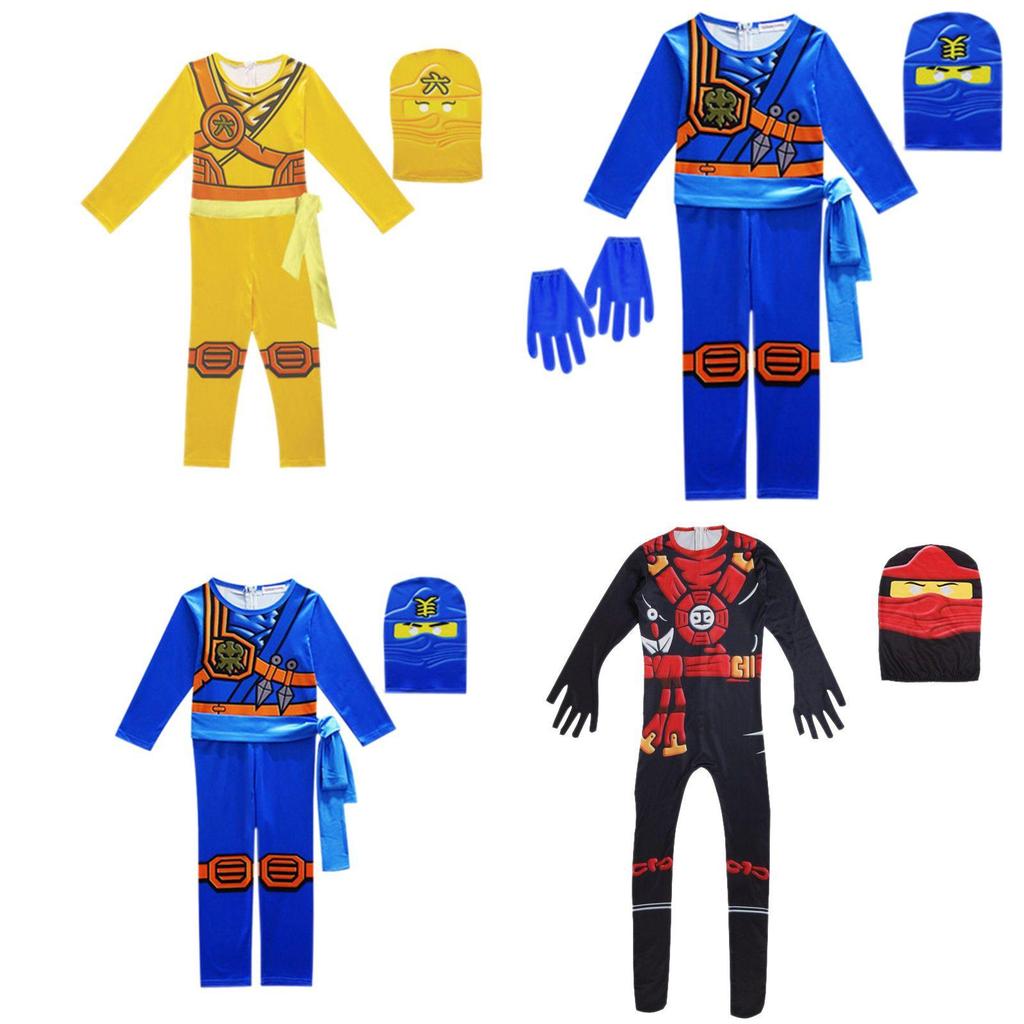 Cool Ninjago Inspired Kids Cosplay Party Clothes Set With Glove Hat And Jumpsuit