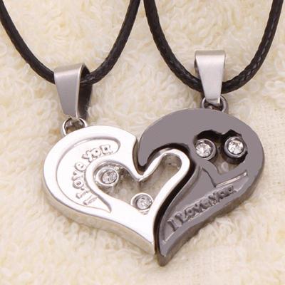 New Single Heart Couple Necklace Heart Shaped Diamond Pendant Valentine Gift Couple Pendant KTJ