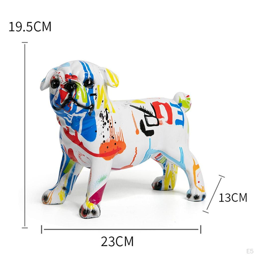 Colorful Graffiti Statue Animal Ornament Sculpture Resin Dog Art Figurine Artwork for Living Room