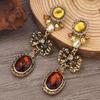 2024 Retro Crystal-Inlaid Silver Plated Earrings - Exaggerated Niche Design for Women