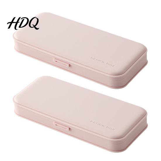 Slim Design Stationery Storage 2Pcs Simple Pencil Case for Students Plastic Holder Easy to Clean Desk Accessory with Multiple Compartments,