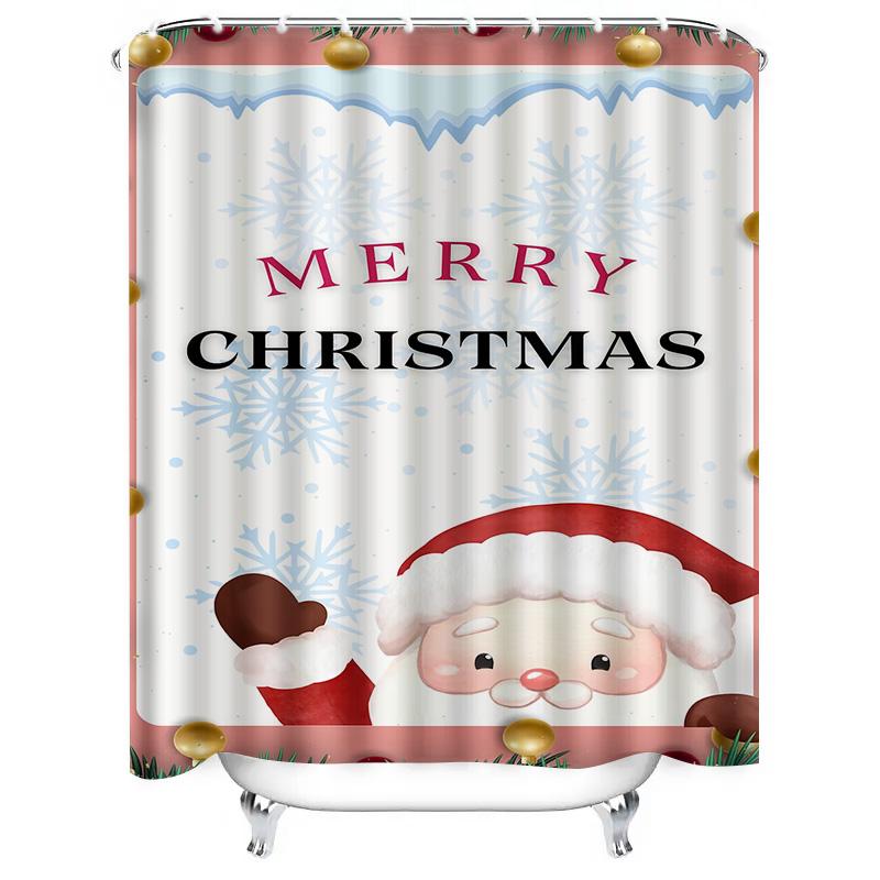 Tuniu Charmante Kerstman Badkamer Douchegordijn Feestelijke Vakantie Decoratie Leuke Schattige Waterdichte Stof Huisdecoratie Id