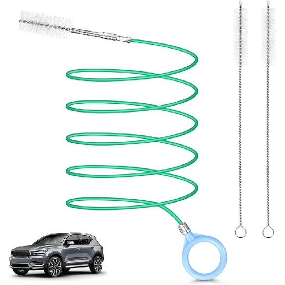 Auto Sunroof Drain Cleaning Tool,118Inch Long Pipe Cleaner For Car,Flexible Tube Cleaning Brush With 2Pcs 7.9Inch Cleaning Brush Skinny Pipe Drain 3m