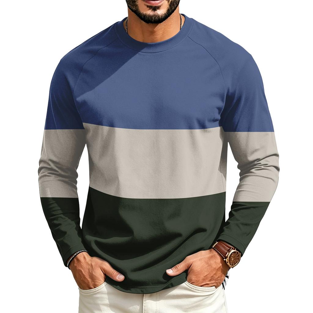 Herren Raglan Langarm T-Shirt mit Rundhalsausschnitt Lässiges T-Shirt für den Alltag