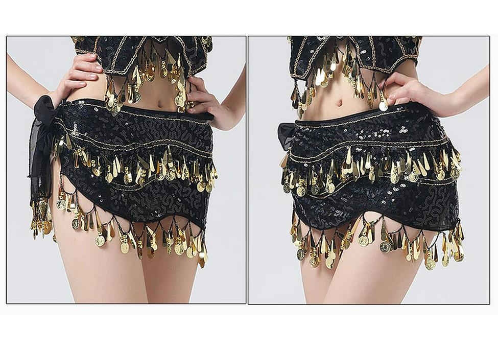 Sequined Hip Scarf with Tassel Coins for Jazz & Belly Dance Performance