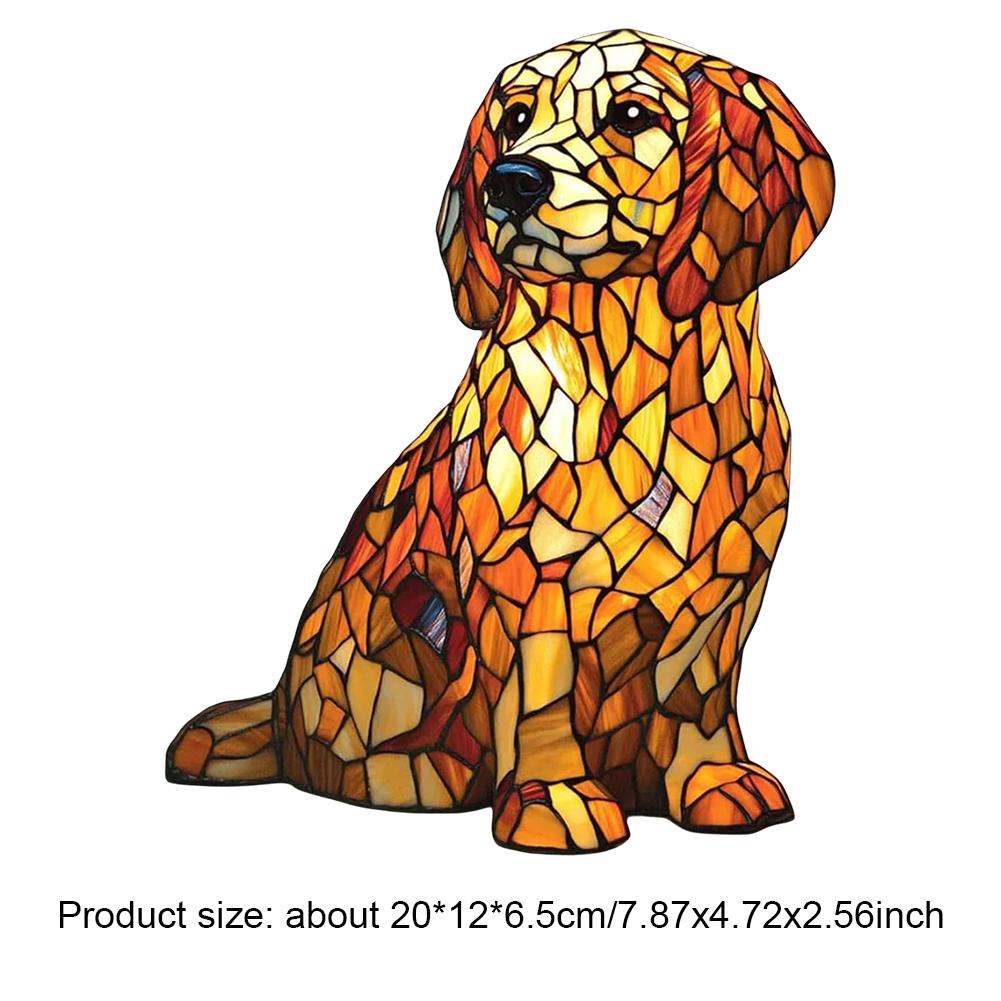Colored Resin Animal LED Light Dog Series Art Night Light 3D Stained Resin French Handmade Table Lamp Pet Bedroom Ornaments