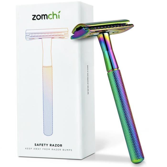 Rasoir de Sécurité à Double Tranche - ZOMCHI - Métal Arc-en-ciel - Cadeau Unique - Pour Femme - Mixte