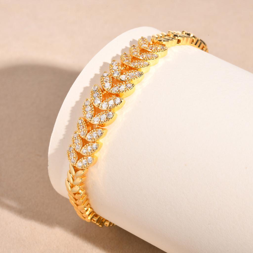 Heart Chain Bracelet Gold Plated Cubic Zirconia Dainty Stackable Jewelry Gift for Women Love Forever Jewelry