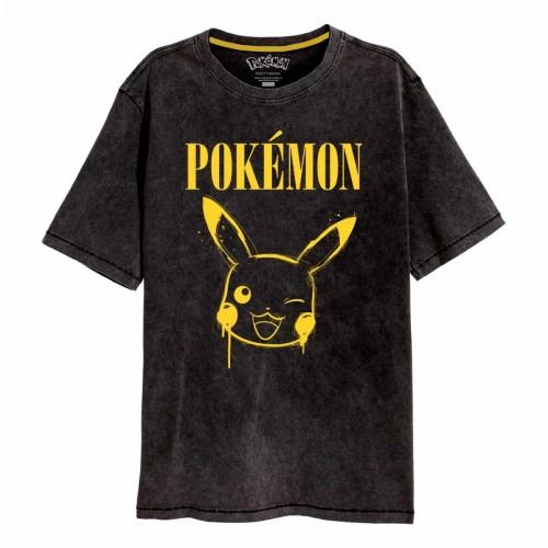 Pokemon Unisex Adult Pikachu Acid Wash T-Shirt