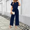 European and American Cross-border Foreign Trade Women's Clothing Amazon's New Women's Temperament Commuting Solid Color Wide-leg Straight Jumpsuit