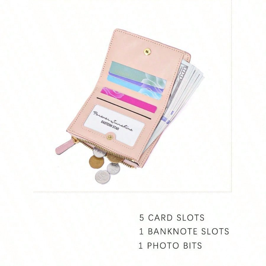 Fashion new Korean version cute embroidered women simple short change multi-functional wallet