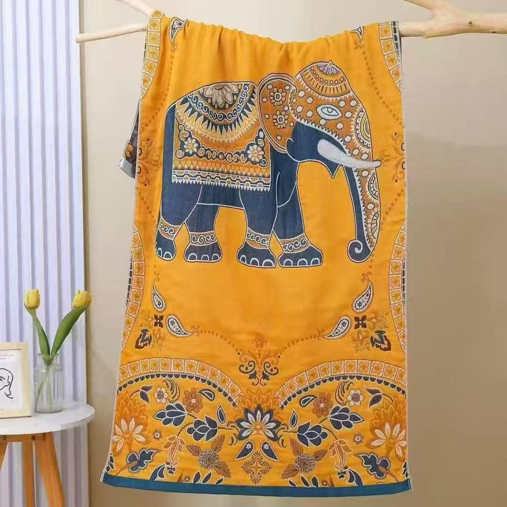 All-Season Gauze Bath Towel Blanket with Floral Pattern - 160x80cm