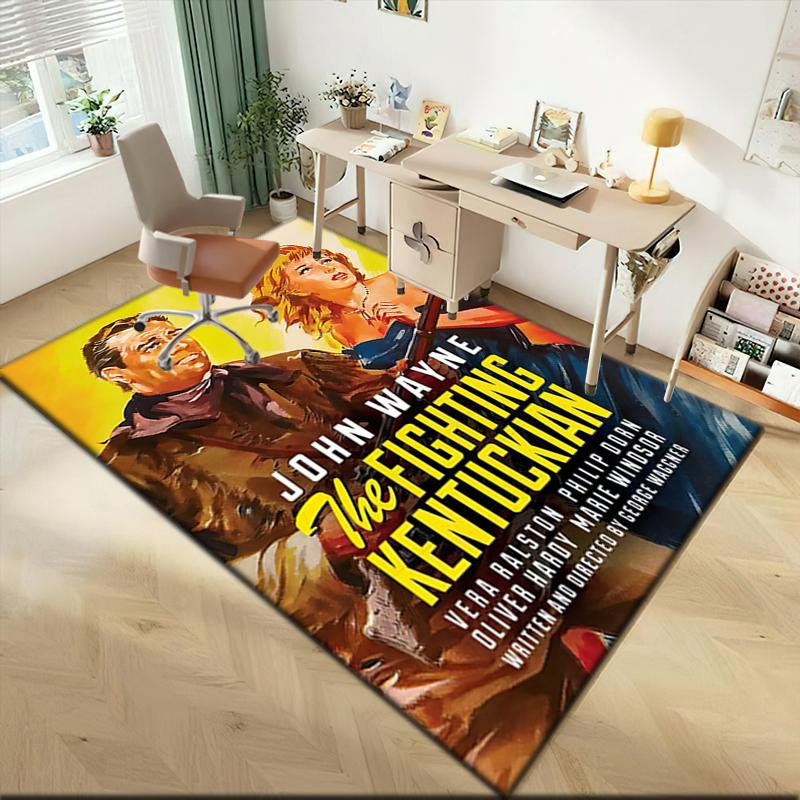 1pz Tappeto John Wayne e la Cowgirl Western per Soggiorno Camera da Letto Casa Decorazione Divano, Tappetino Antiscivolo per Giochi Bambini