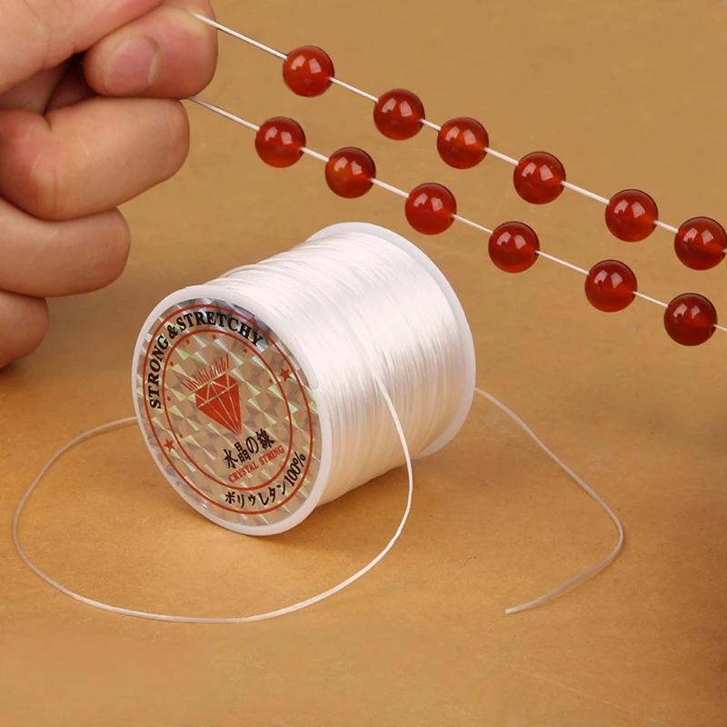 1-5Rolls Strong Elastic Line Crystal Beading Cord for DIY Stretchy Thread String Necklace Jewelry Making Bead Cords Rope 8m/Roll