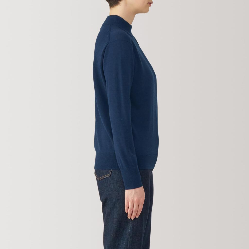 MUJI Washable Wool Smoky Size S Women's High-Gauge High-Neck Sweater, BA1OYA4A, Blue,