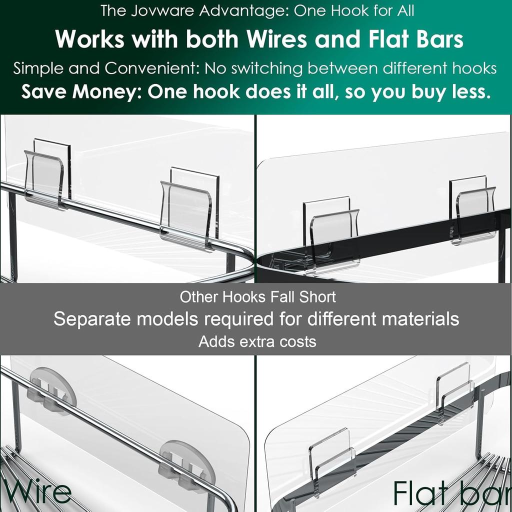 14 Pack Shower Caddy Adhesive Replacement, Strong Adhesive Shower Shelf and Hooks, No Drilling Adhesive for Shower Organizer, Soap Holder, Sponge