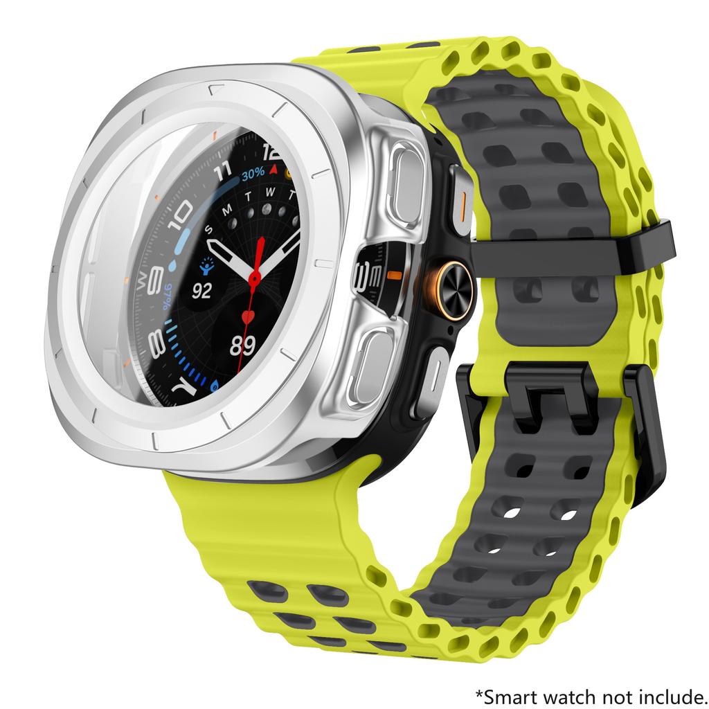 Glass+Case+Band For Samsung Galaxy Watch Ultra Strap 47mm Sport silicone Bracelet for Galaxy Watch Ultra 7 47 Strap Accessories