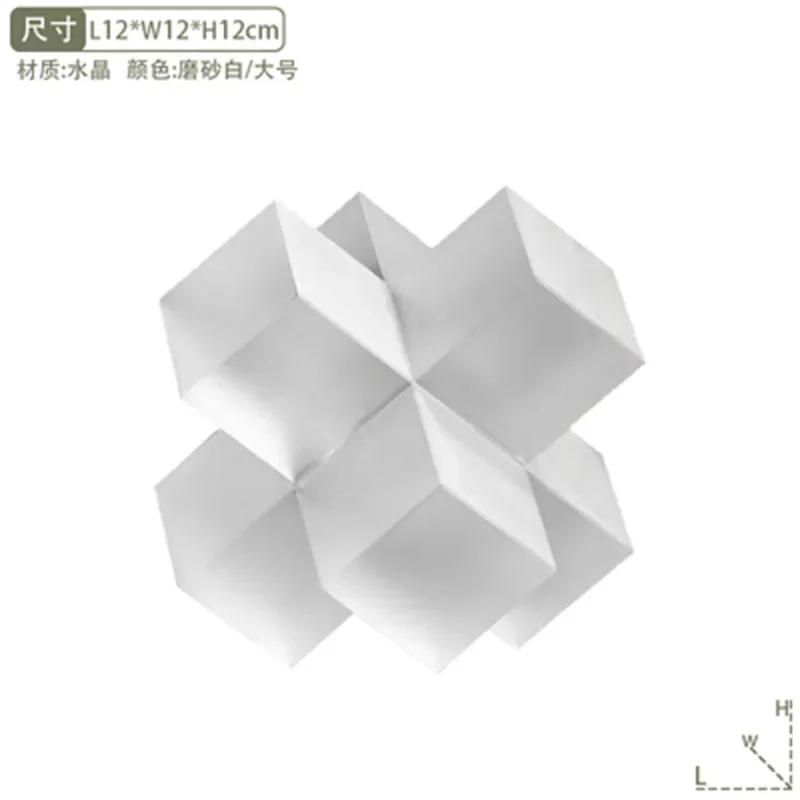 Minimalism Cross Crystal Ornaments Transparent Geometric Square Crystal Statue Desk Decoration Frosted Glass Crafts Sculpture