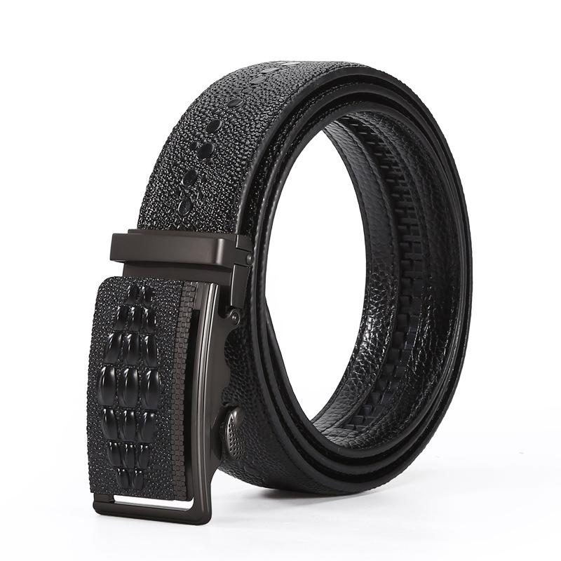 

Mary Belt men s pure cowhide crocodile pattern belt alloy automatic buckle men s trouser belt 115cm чёрный