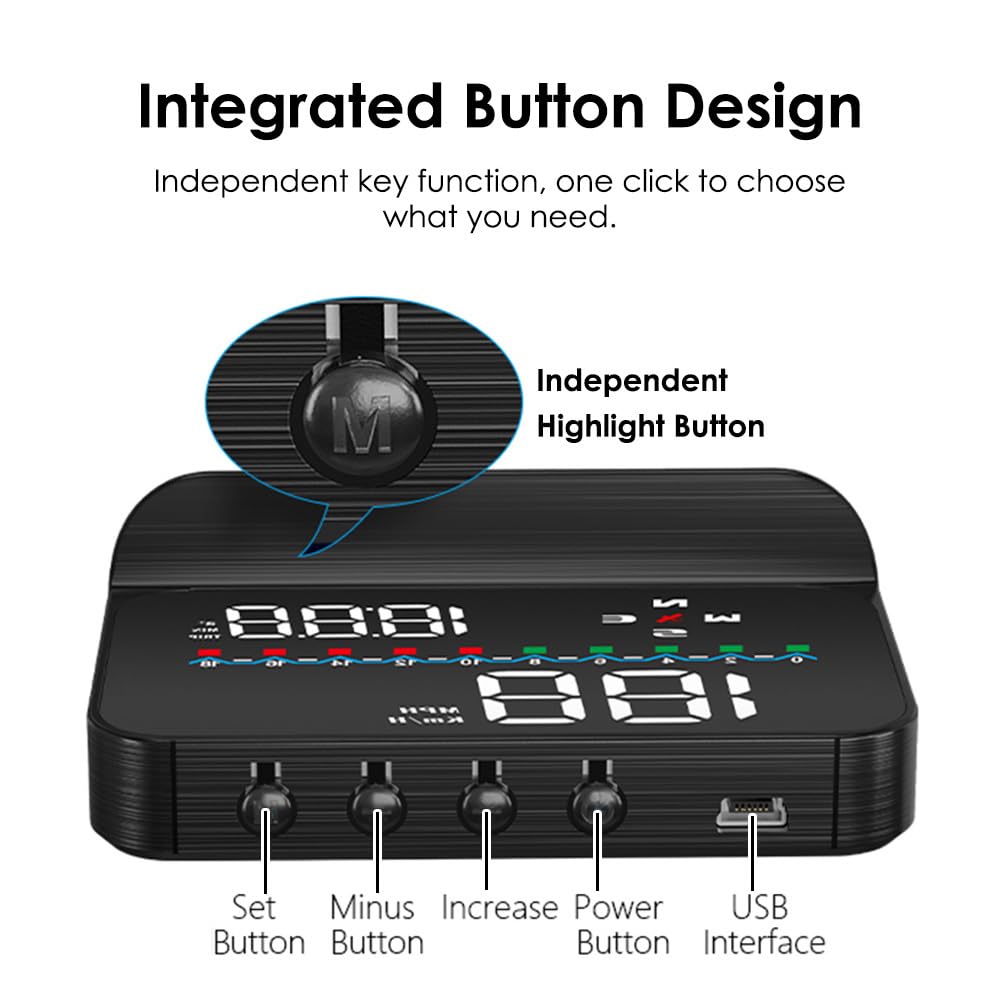 M19 Heads Up Display for Cars, GPS Digital Speedometer with Speed MPH, Windshield Projection for All Vehicles