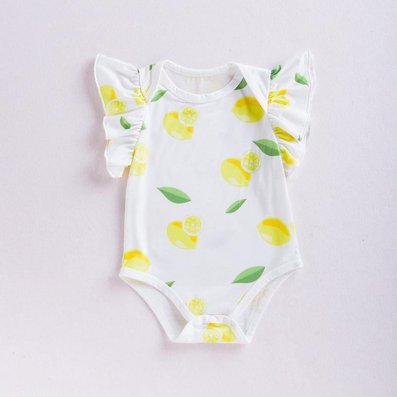 

Summer Newborn Lemon Print Romper with Flying Sleeves 86 (12-18M)