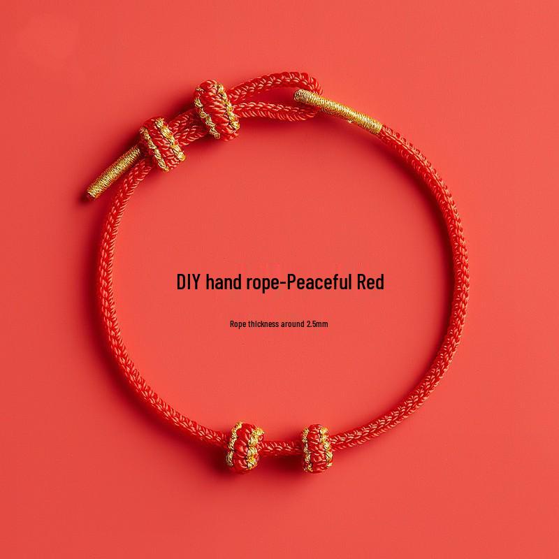 Perlen-Gold-Tierkreiszeichen-Rot-Handgeknüpftes Seilarmband