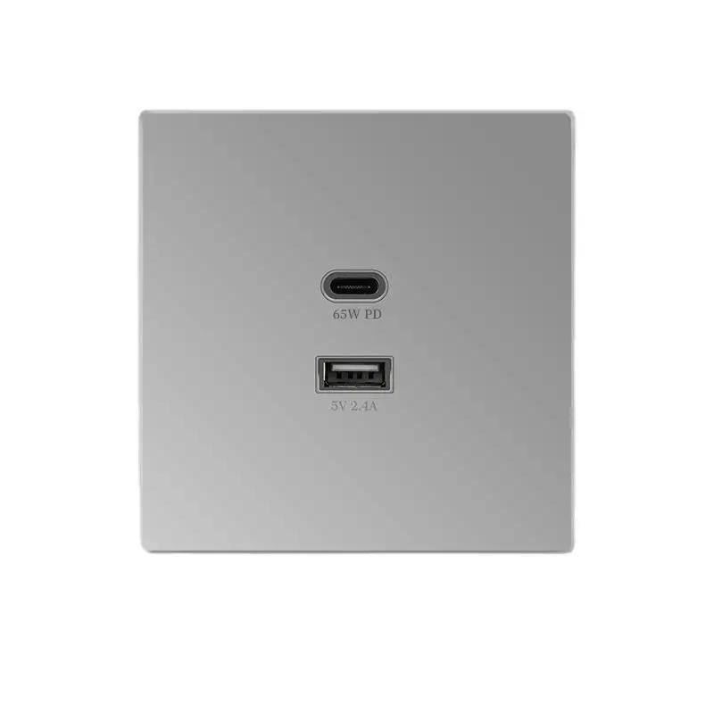 Universal 2 Port 30W 65W Type-c Super Fast Charging Wall Socket, White/gold/gray/black Uk 2.4A Usb C Plug Adapter 220V Outlet