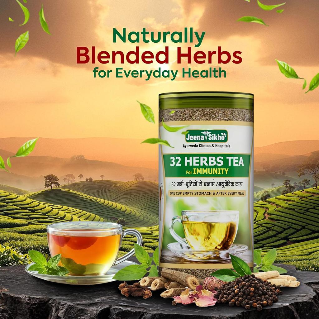 Jeena Sikho 32 Herbs Tea Natural Detox Kahwa Herbal Wellness Drink 250 G Pack Of 2 Tulsi Elaichi Blend Refreshing