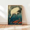 Cranes Flying Poster, Japanese Art Print, Traditional Ink Painting, Elegant Bird Art, Nature Wall Decor Oriental Landscape Decor