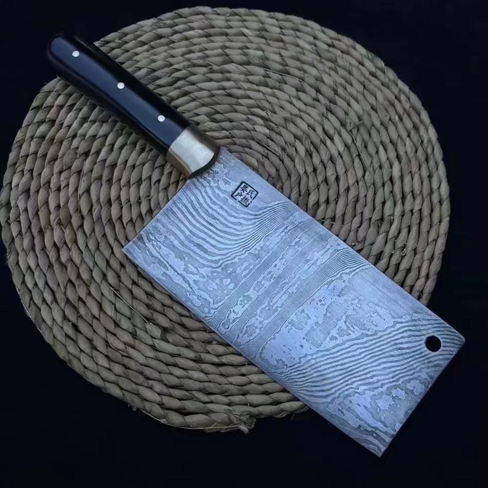 7.7 Inch Husa Knife Damascus Steel Blade Sharp Chef Chopper Slicing Cleaver Handmade Kitchen Knives Bone Meat And Poultry Tools