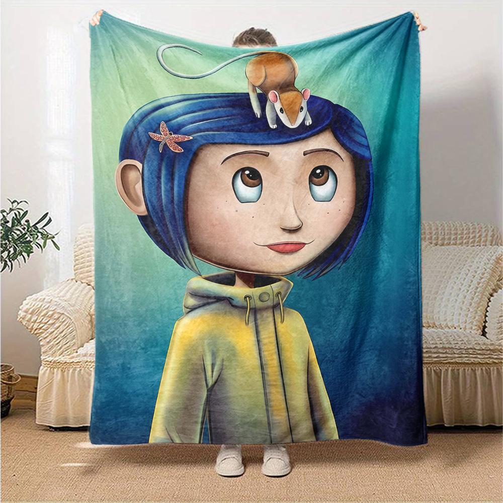 1 peça Coraline (3) Manta, Presente, para Homens e Mulheres, Manta Macia, Boa para Sofá-Cama Sofá Viagem, Manta Leve de Flanela