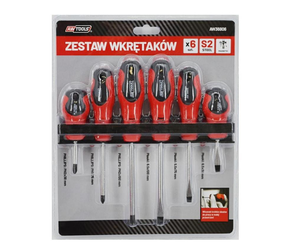 Awtools Screwdriver Set Blister S2 / 6 Pcs. On a Hanger