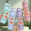 1PC Watermelon Slice Pattern 750ml Color Plastic Sports Water Bottle Leakproof Flip Straw Lid Suitable for Sports Office Home Use