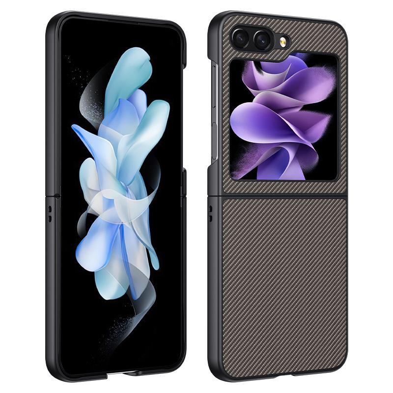 For Samsung Galaxy Z Flip6 5G Case PU Leather+PC Carbon Fiber Texture Phone Cover
