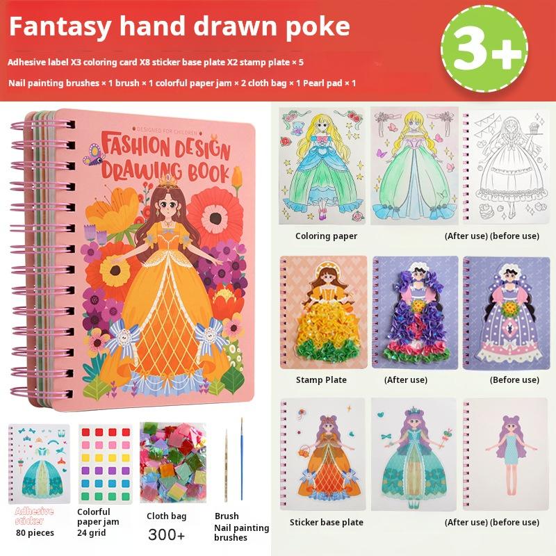 DIY 3D Drawing Board Cards Kids Puzzle Fine Motor Training Toys Handmade Play Matching Cards Princess Dress Up Toy