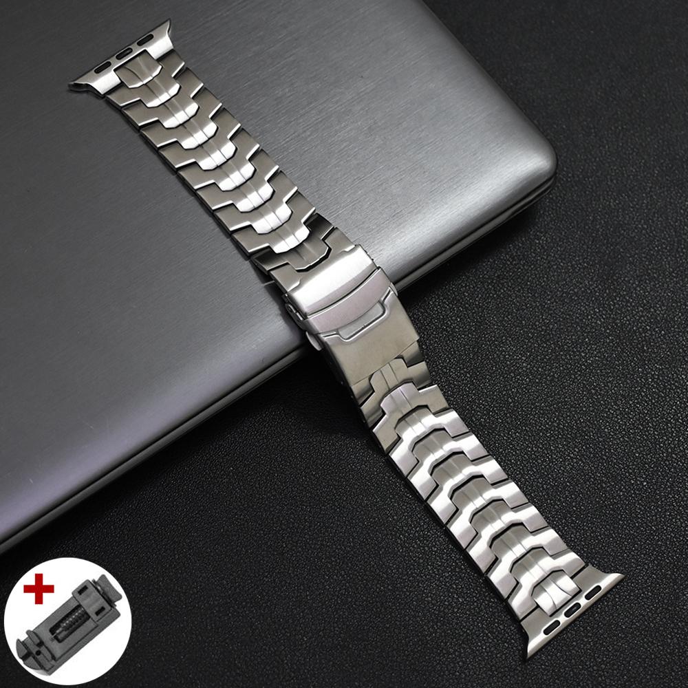 Titanium Orange Metal Band for Apple Watch 49mm 46mm 45mm 44mm Luxury Stainless Steel Bracelet for Series 10 9 8 7 6 5 4 Ultra2 44mm 45mm 46mm серебряный