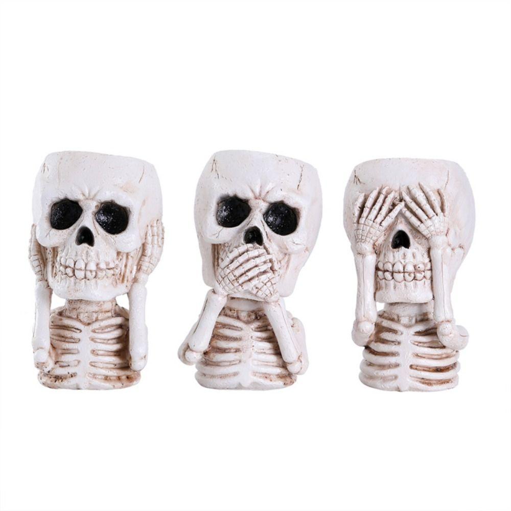 Gothic Halloween Skull Plant Pot Resin Crafts Skull Statue Durable Succulent Planter  Home Decor