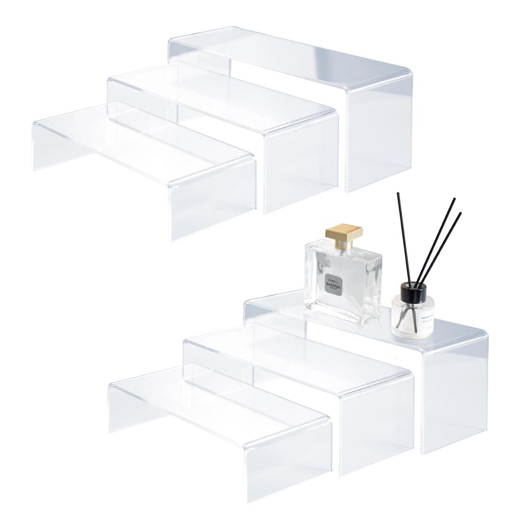 Clear Acrylic Display Risers,3-Tier Risers Stands for Funko Pop Figures Jewelry Showcase Candy Dessert Cake Large