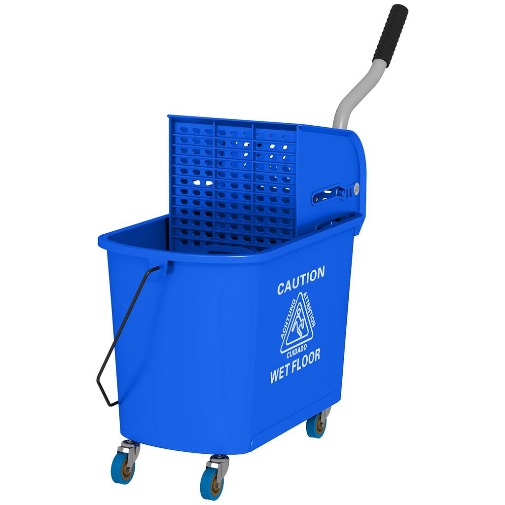20L Kompakter Wischmopp-Eimer auf Rädern, mit Wasserabtrennplatte - Blau