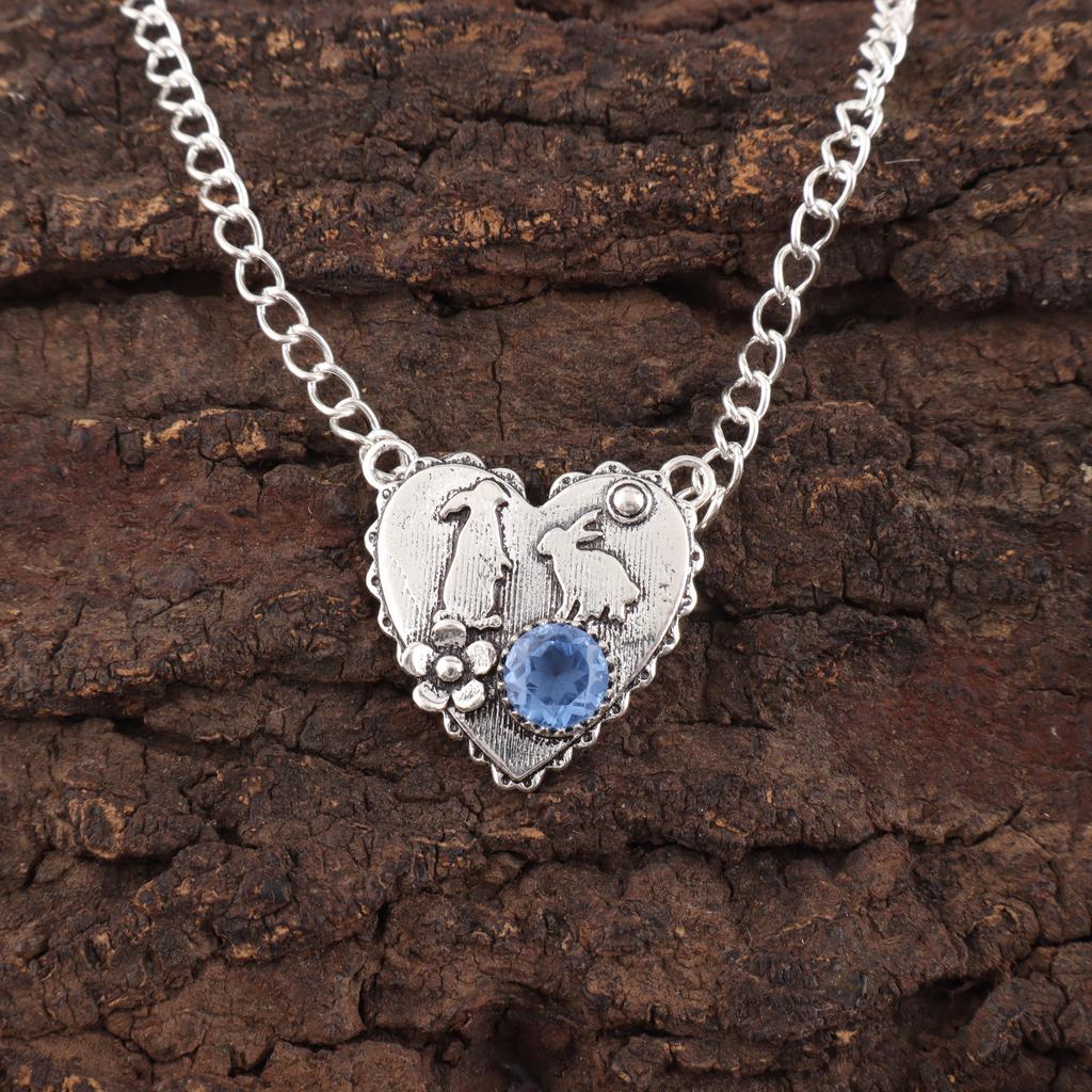 Pandantiv din piatră prețioasă lucrat manual tanzanit, pandantiv din argint solid 925 bijuterii antice, pandantiv pentru cadou de logodnă