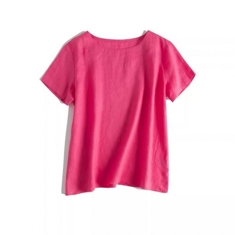 Summer Commuting Simple and Artistic Thin Round Neck Short Sleeve Women's Casual T-Shirt Top