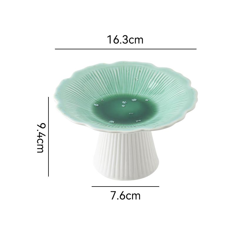 6 Inches Chinese Vintage Ceramic Goblet Creative Flower Shape Fruit Dessert Salad Nut Candy Storage Plate Home Kitchen Tableware