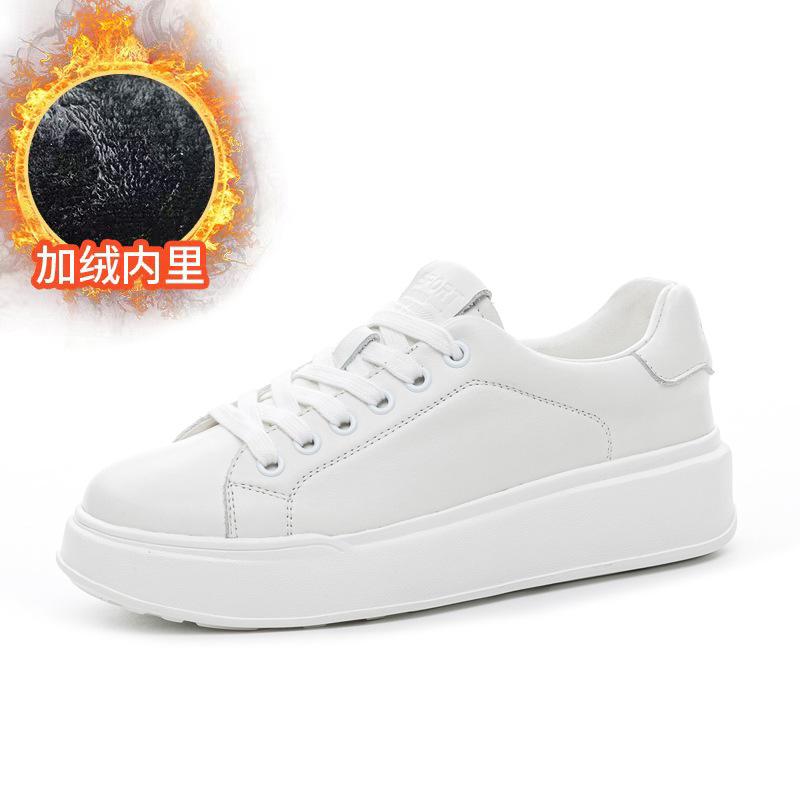 Genuine leather white shoes women's board shoes 2025 new spring and autumn casual breathable thick sole single shoe large size