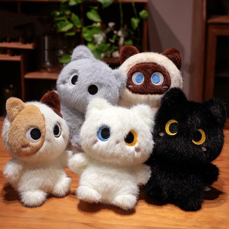Small Super Cute Cat Plush Toy Doll Kawaii Stuffed Animal Black Cat Pillow Plushie Toys Birthday Christmas Gift for Kids