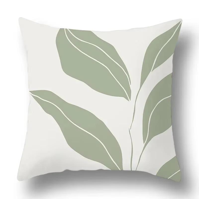 Green Plant Flower Abstract Single-Sided Print Pillowcase – Car, Sofa, Bedroom & Bedside Decorative Cushion Cover
